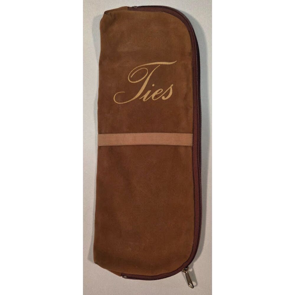 Vintage Ties Travel Case Faux Leather Zip Organizer Tie Storage Brown